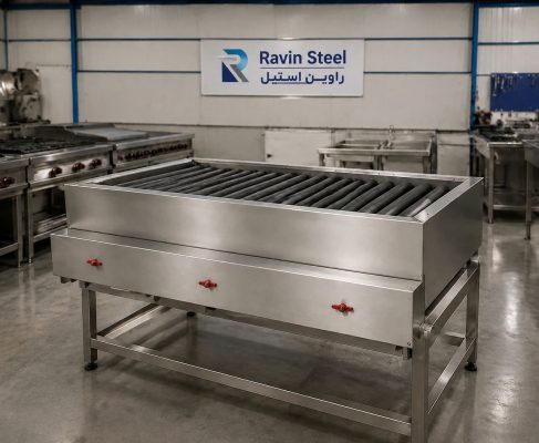 کباب پز صنعتی گازی برند راوین استیل